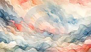 Abstract Watercolor Landscape Background, AI Generated