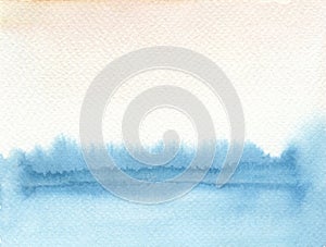 Abstract watercolor landscape blot painted background.