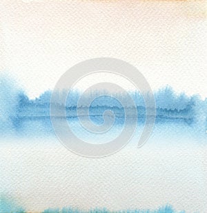 Abstract watercolor landscape blot painted background.