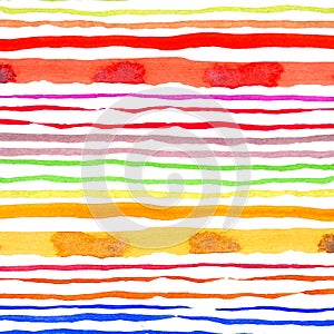 Abstract watercolor lines pattern background. Colorful watercolor painted brush strokes on white