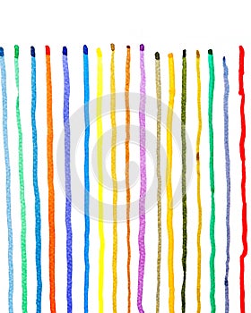 Abstract watercolor lines pattern background. Colorful watercolor painted brush strokes on white. Close-up