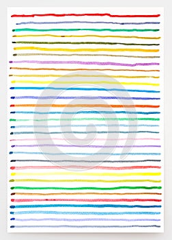 Abstract watercolor lines pattern background. Colorful watercolor painted brush strokes on white paper