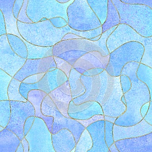 Abstract watercolor modern flat geometric liquid shape forms seamless pattern