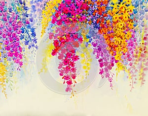 Abstract watercolor original painting colorful of orchid flowers