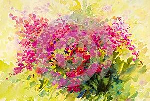 Abstract watercolor original painting imagination colorful of beauty flowers