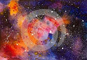 Abstract watercolor outer space with stars background