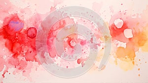 Abstract watercolor paint art background painting - Pink orange color with liquid fluid marbled paper texture, AI