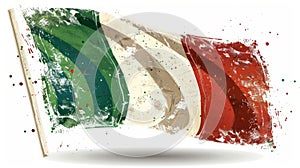 Abstract watercolor paint splashes in Italy flag colors. Grunge conceptual horizontal banner