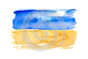 Abstract watercolor painted background. Bright abstract blue and yellow watercolor background. Flag of Ukraine