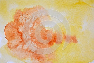 Abstract watercolor painted background with red and yellow colors