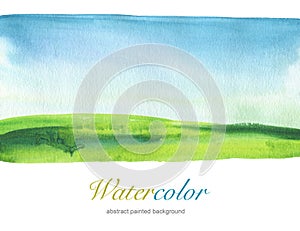 Abstract watercolor painted landscape background. Textured