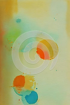 Abstract watercolor painting on paper, green, red, yellow color, Ai generated