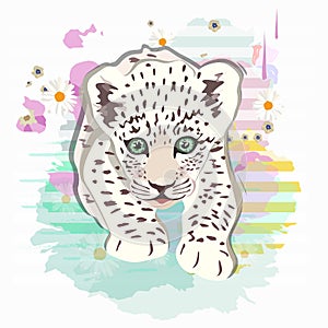 Abstract watercolor pattern baby leopard