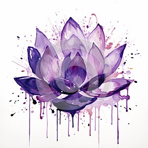 Abstract Watercolor Purple Lotus Flower Painting With Subtle Irony