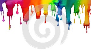 Abstract watercolor rainbow gradient stain. Watercolor drips isolated on white background.