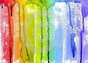 Abstract Watercolor Rainbow Paint Brush and Drips Background