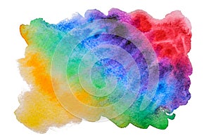 Abstract watercolor rainbow stain handmade