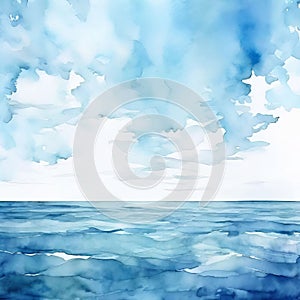 an abstract watercolor seascape with soft blended washes andde