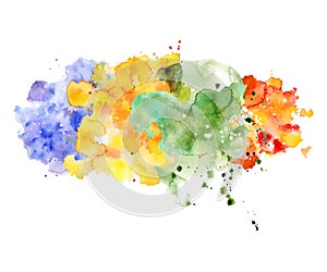 Abstract watercolor shape on white background. Color splashing hand drawn vector painting