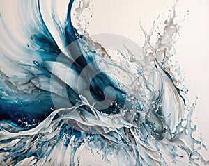 Abstract watercolor splash ocean blue paint tones background. Creative abstract water blue sea wave painted background, wallpaper