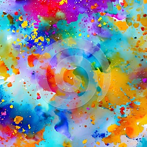 763 Abstract Watercolor Splashes: An artistic and expressive background featuring abstract watercolor splashes in vibrant and bl