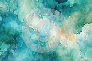 Abstract Watercolor Teal and blue Background.