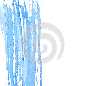 Abstract watercolor texture, pastel blue color. Painted brush strokes with copyspace at right. Background for wedding