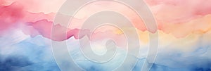 abstract watercolor texture pastel colors background, blue, yellow and pink painted surface for design banner
