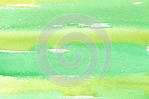 Abstract Watercolor Wet yellow and green striped Background with stains