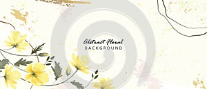 Abstract watercolor yellow floral background banner