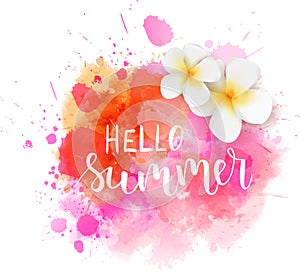 Hello summer watercolored blot photo