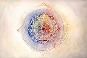 Abstract Watercolored Pencil: Mind, Body and Soul Concept in the Style of Kabbalah, Generative AI