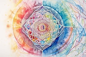 Abstract Watercolored Pencil: Mind, Body and Soul Concept in the Style of Kabbalah, Generative AI