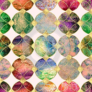 Abstract watercolour colorful gold glitter seamless texture