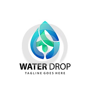 Abstract Waterdrop Company Logo Design 3D Template Vector Premium