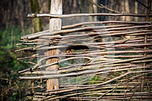 Abstract wattle wooden fence