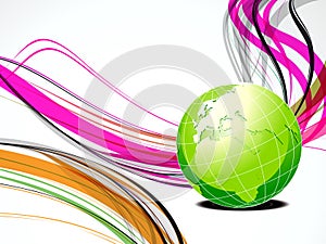 Abstract wave background with globe