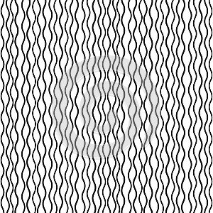 Abstract wave background. Vector seamless repeat of hand drawn wavy line stripe pattern in black and white.