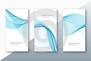 Abstract wave blue banners set design