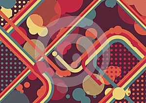 Abstract wave colorful illustration, circles and dots
