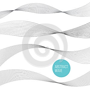 Abstract wave curve element for presentation. Digital frequency track equalizer. Line art background. Vector illustration Set