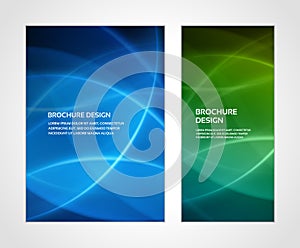 Abstract wave curved line blue water flow brochure realistic template set vector