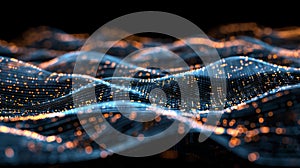 Abstract Wave Data Stream Visualization: Flowing Particle Lines With A Glowing Effect