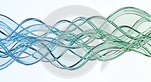 Abstract wave design with blue and green glass curves creating a modern and elegant background