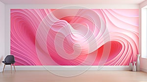 Abstract wave design pink wall background, Generative ai