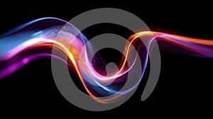 Abstract Wave Of Glowing Particles And Light Trails Flowing Through Darkness