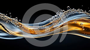 Abstract Wave of Gold and Silver Liquid