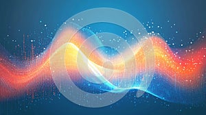 Abstract Wave Gradient Lines Background Graphic with Digital Network Data Connection Design
