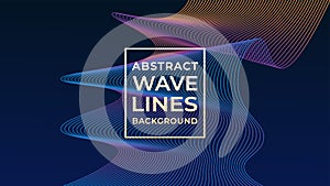 Abstract Wave Line Background Design Vector, Dark Blue, Colorful Sound Wave