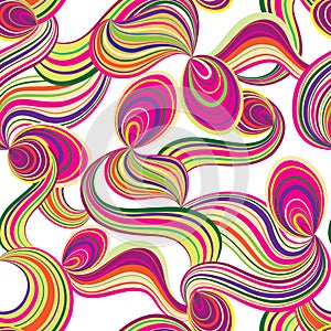 Abstract wave line and loops seamless pattern. Grid swirl wavy o